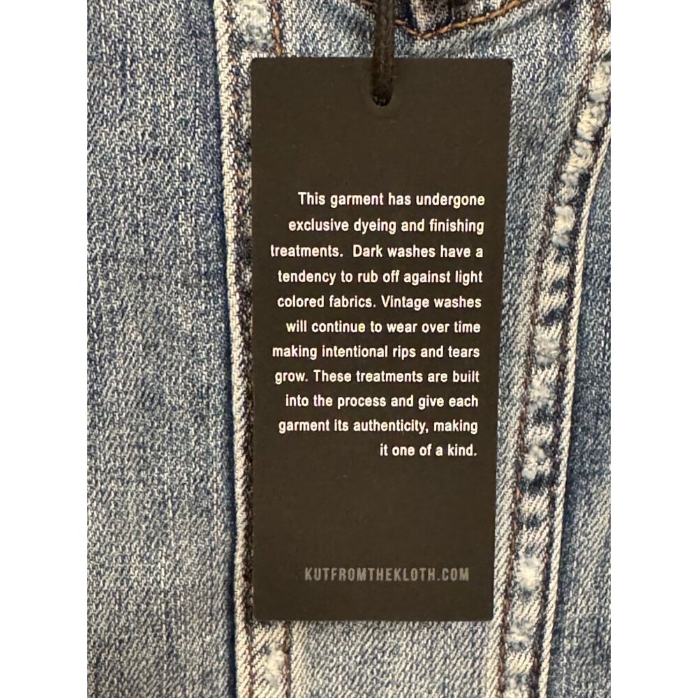 NWT Kut From The Kloth Womens Distressed Blue Denim Jacket S Classic Button Fron - Picture 5 of 12